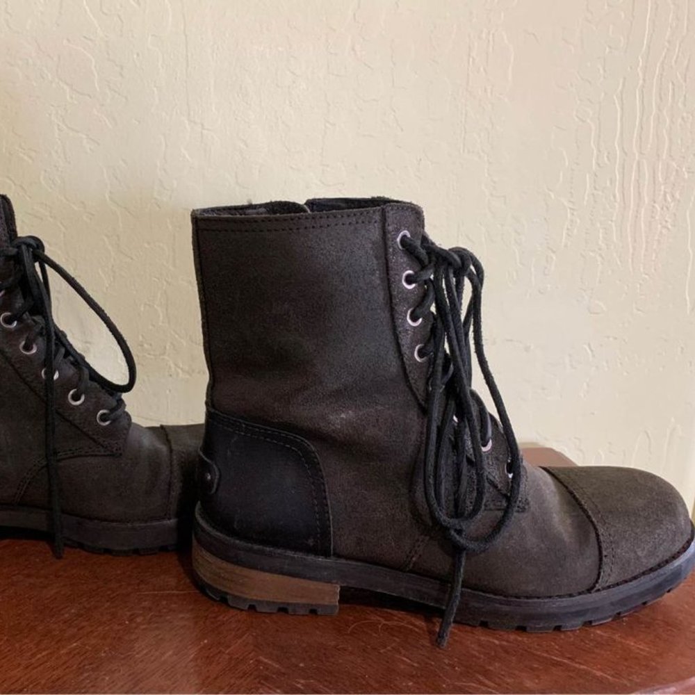 UGG Australia "Kilmer" Suede/Leather Combat Boots: Size 7